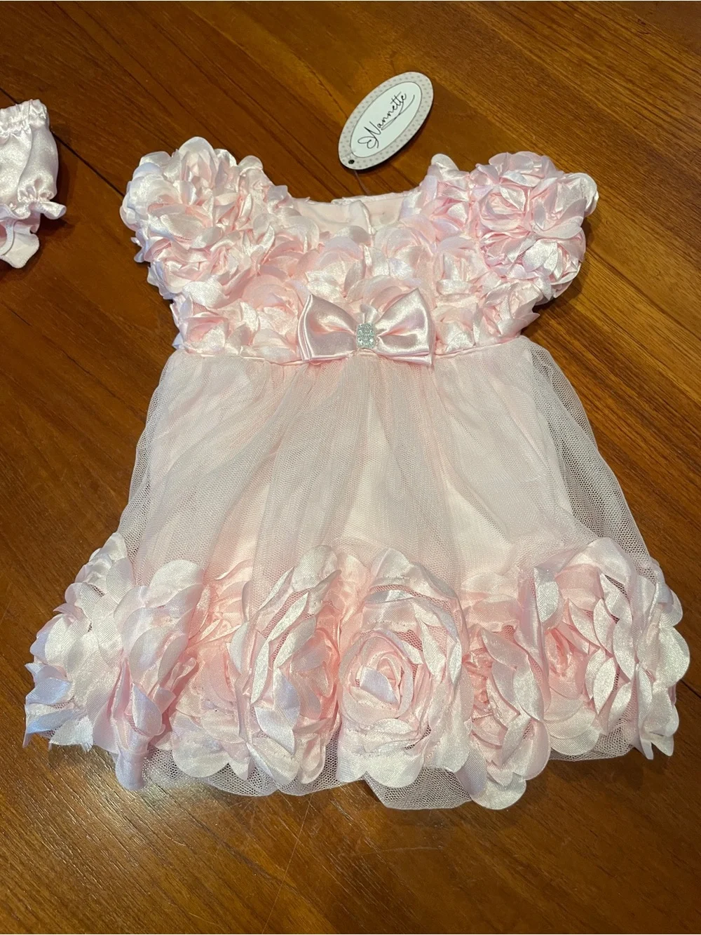 Baby Girls Pink Rosette Tulle Diaper Cover Set - Elegant Party Outfit